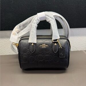 Coach Black mini Rowan signature leather with Gold Accents-NWT